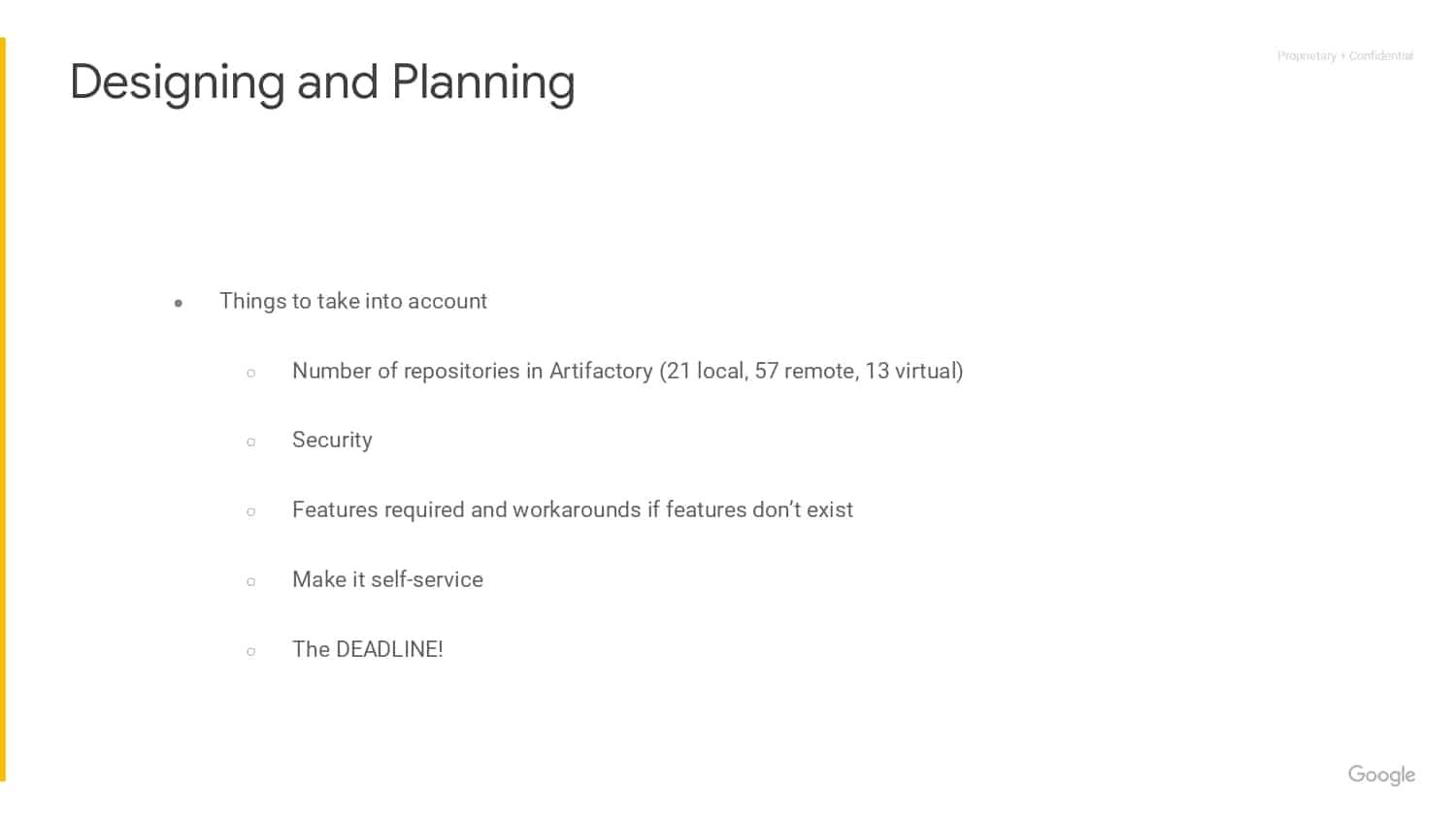 Flaky Tests & Binary Repositories, a Year in the Life of a Google DPE Engineer — slide 17