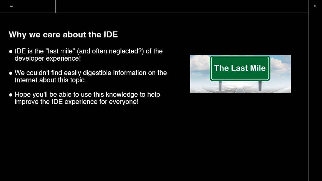 Lessons in Tackling the IDE Performance — slide 2