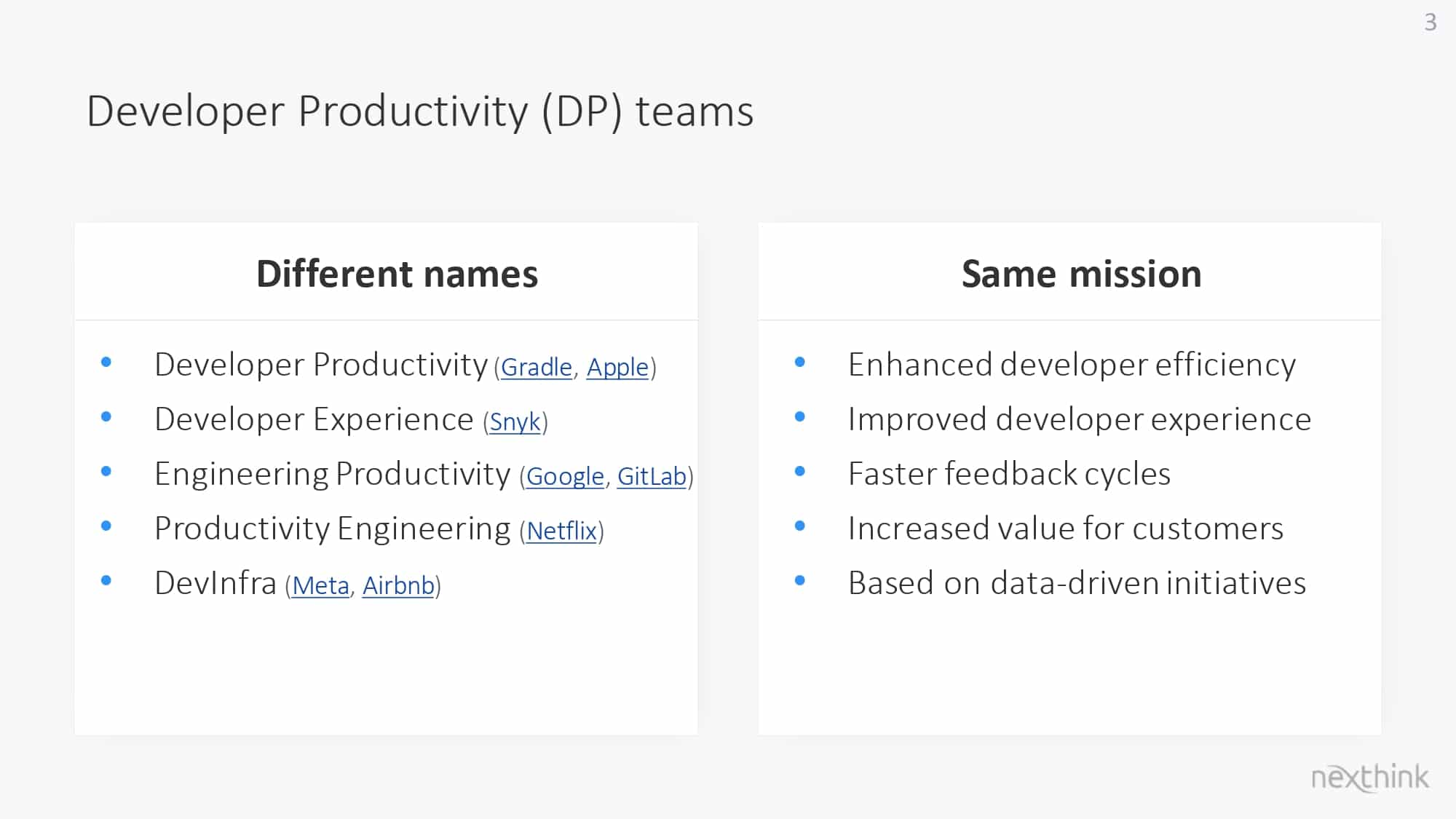 Developer Productivity Teams: Unleashing Potential for Better, Faster, Stronger Results — slide 3
