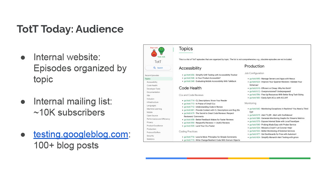 How Google Uses Bathroom Breaks to Improve Developer Knowledge and Productivity — slide 15
