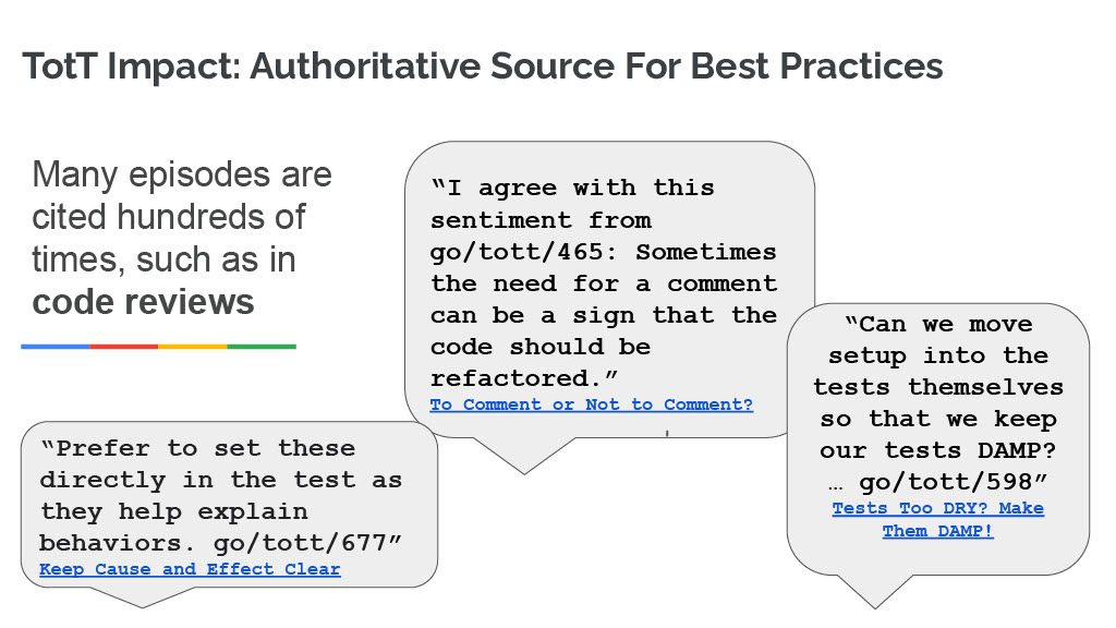 How Google Uses Bathroom Breaks to Improve Developer Knowledge and Productivity — slide 17