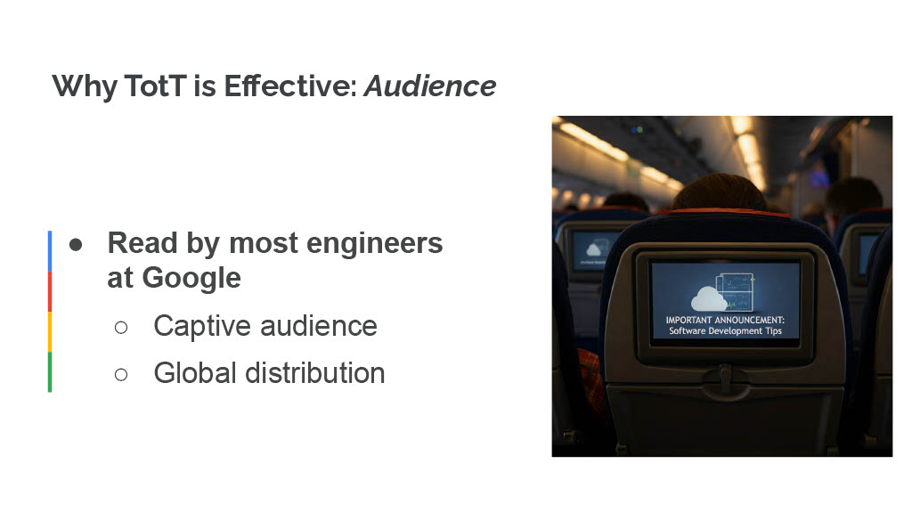 How Google Uses Bathroom Breaks to Improve Developer Knowledge and Productivity — slide 29