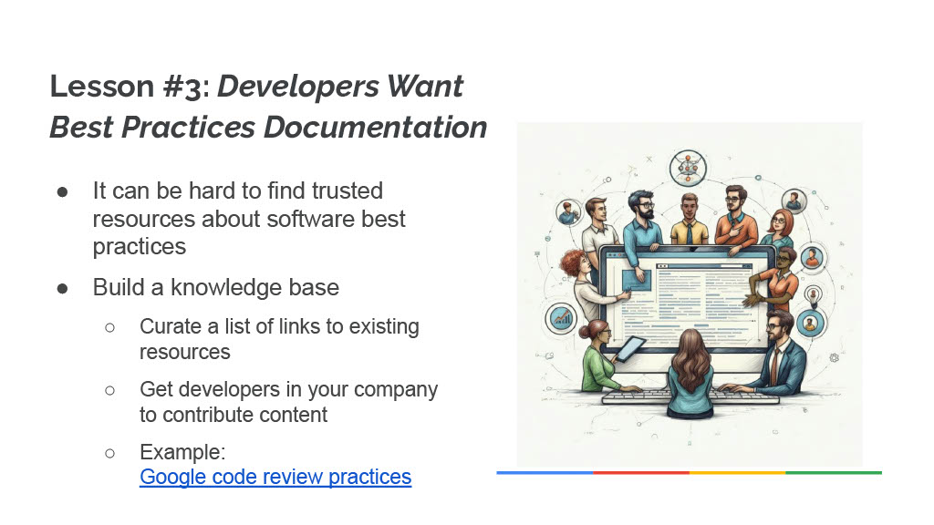 How Google Uses Bathroom Breaks to Improve Developer Knowledge and Productivity — slide 33