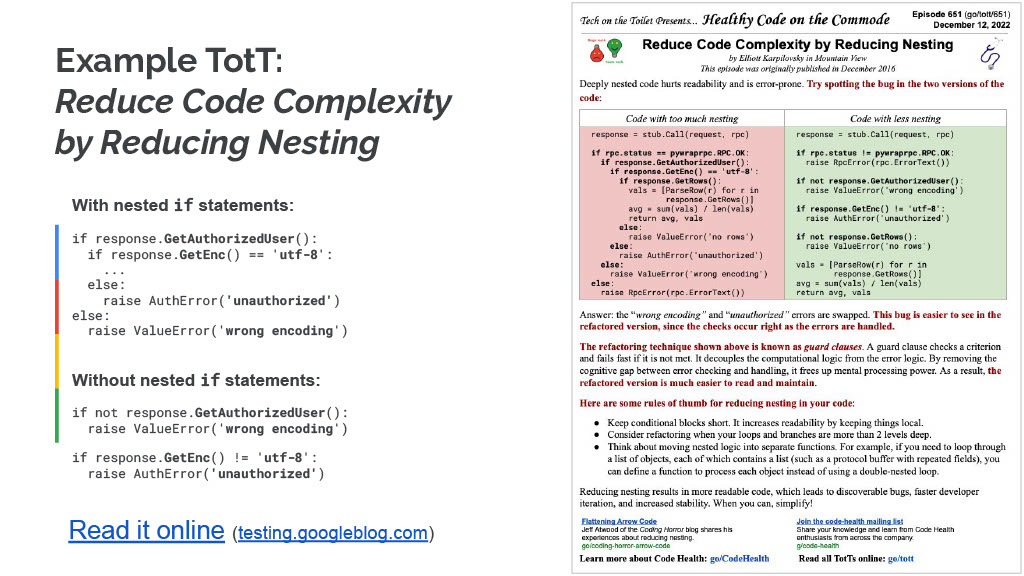 How Google Uses Bathroom Breaks to Improve Developer Knowledge and Productivity — slide 5
