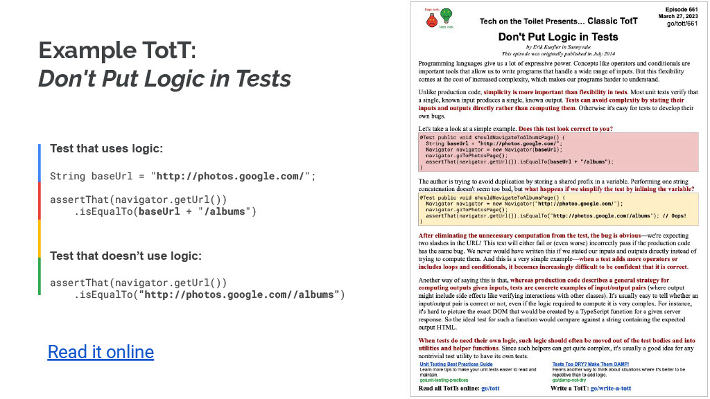 How Google Uses Bathroom Breaks to Improve Developer Knowledge and Productivity — slide 6