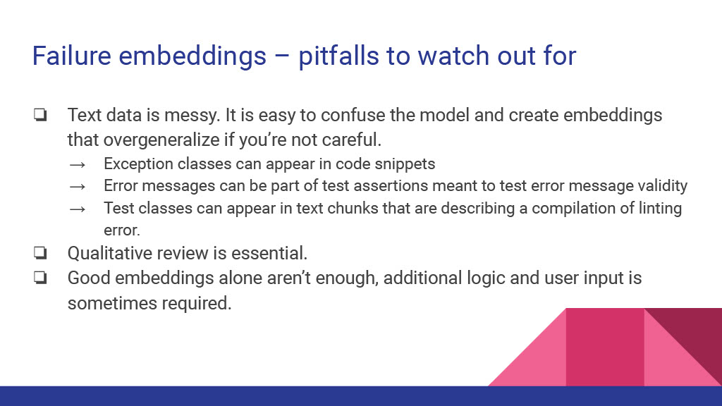 Improving and Automating Build Failure Investigations Using Semantic Embeddings — slide 19