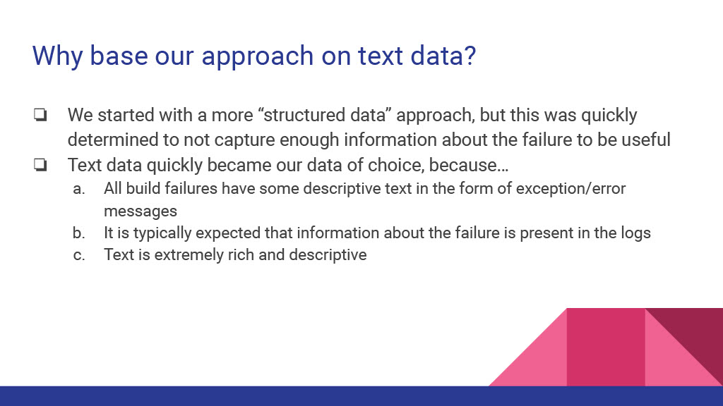 Improving and Automating Build Failure Investigations Using Semantic Embeddings — slide 6