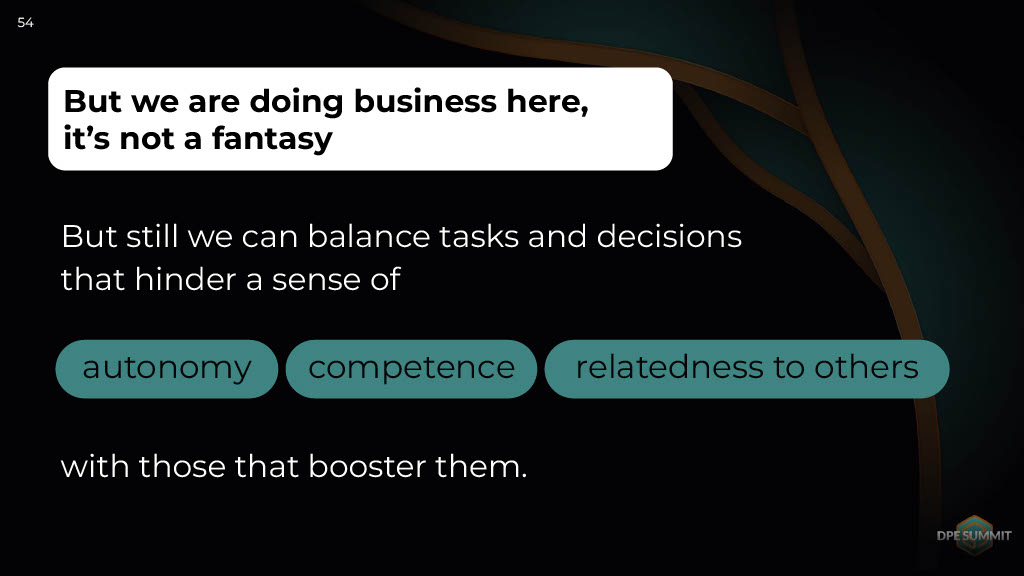 Three Words to Remember When Working with People’s Motivation and Productivity: Autonomy, Competence, Relatedness to Others — slide 54