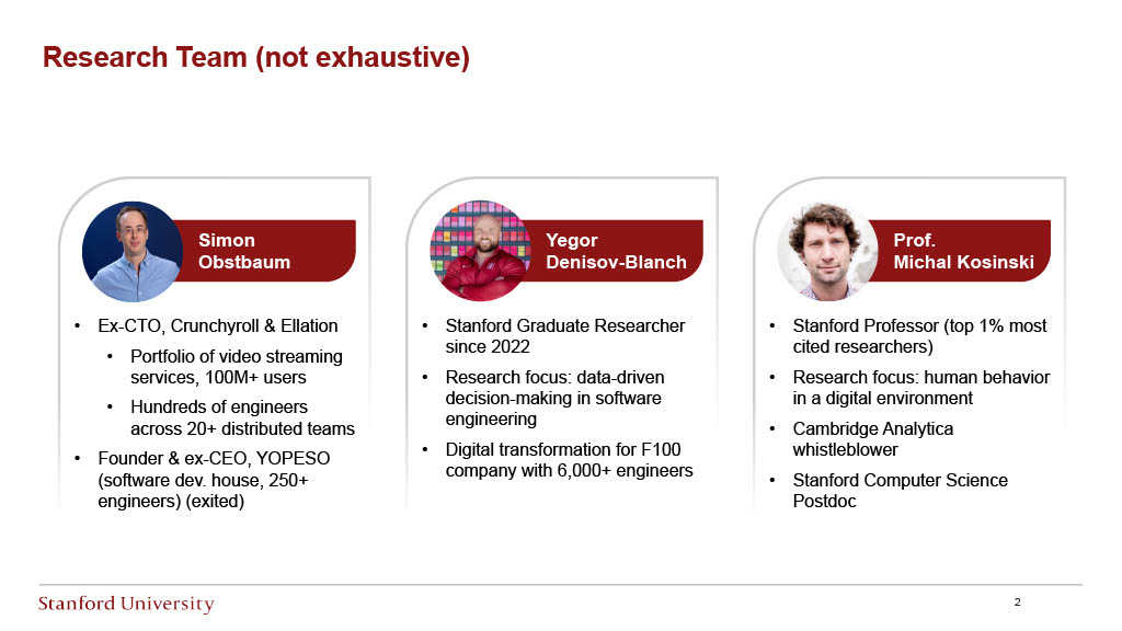 Stanford Research: Measuring Software Engineering Productivity — slide 2